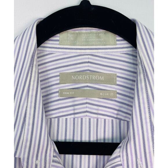 Nordstrom Trim Fit Wrinkle Free Striped Button Down Shirt Men’s Size 16 (34-35) - Picture 2 of 7